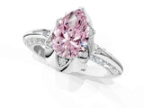 White gold Fancy Pink Pear  Halo Split Shank Pave Diamond Ring with Petal Prong Setting_32