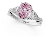 White gold Fancy Pink Pear  Halo Twist Band Solitaire Prong Setting Ring_77