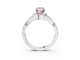 White gold Fancy Pink Pear  Halo Twist Band Solitaire Prong Setting Ring_79