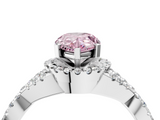 White gold Fancy Pink Pear  Halo Twist Band Solitaire Prong Setting Ring_80