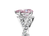 White gold Fancy Pink Pear  Halo Twist Band Solitaire Prong Setting Ring_81