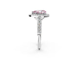 White gold Fancy Pink Pear  Halo Twist Band Solitaire Ring with Six-Prong Setting_34