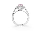 White gold Fancy Pink Pear  Halo Twist Band Solitaire Ring with Six-Prong Setting_35