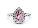 White gold Fancy Pink Pear  Halo Twisted Band Four-Prong Diamond Ring_20