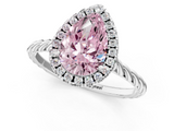 White gold Fancy Pink Pear  Halo Twisted Band Four-Prong Diamond Ring_21