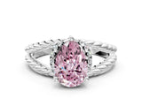 White gold Fancy Pink Pear  Halo Twisted Band Four-Prong Ring_32