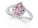 White gold Fancy Pink Pear  Halo Twisted Band Four-Prong Ring_33