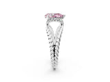 White gold Fancy Pink Pear  Halo Twisted Band Four-Prong Ring_34