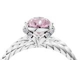 White gold Fancy Pink Pear  Halo Twisted Band Four-Prong Ring_36