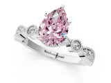 White gold Fancy Pink Pear  Milgrain Bezel Diamond Engagement Ring with Solitaire Prong Setting_156