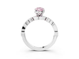 White gold Fancy Pink Pear  Milgrain Bezel Diamond Engagement Ring with Solitaire Prong Setting_158