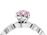 White gold Fancy Pink Pear  Milgrain Bezel Diamond Engagement Ring with Solitaire Prong Setting_159