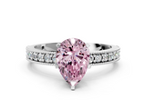 White gold Fancy Pink Pear  Milgrain Pave Diamond Engagement Ring with Four-Prong Setting_173