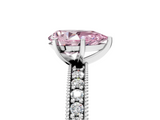 White gold Fancy Pink Pear  Milgrain Pave Diamond Engagement Ring with Four-Prong Setting_190