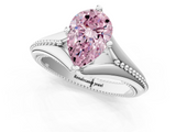 White gold Fancy Pink Pear  Solitaire Beaded Band Six-Prong Setting_24