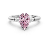 White gold Fancy Pink Pear  Solitaire Beaded Band with Four-Prong Setting_105