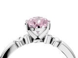 White gold Fancy Pink Pear  Solitaire Beaded Band with Four-Prong Setting_109