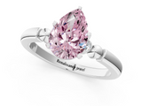 White gold Fancy Pink Pear  Solitaire Beaded Band with Four-Prong Setting_116