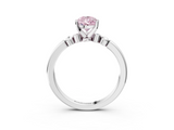 White gold Fancy Pink Pear  Solitaire Beaded Band with Four-Prong Setting_118