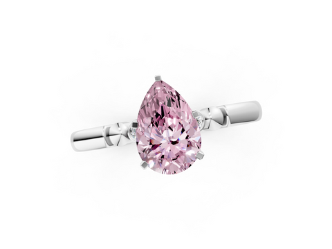 White gold Fancy Pink Pear  Solitaire Beaded Band with Four-Prong Setting_42