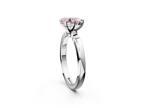 White gold Fancy Pink Pear  Solitaire Beaded Band with Four-Prong Setting_43