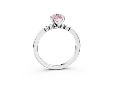 White gold Fancy Pink Pear  Solitaire Beaded Band with Four-Prong Setting_45