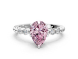 White gold Fancy Pink Pear  Solitaire Bezel Accent Diamond Engagement Ring with Beaded Band and Four-Prong Setting_24