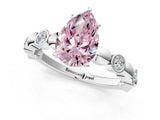 White gold Fancy Pink Pear  Solitaire Bezel-Set Diamond Ring with Beaded Band and Four-Prong Setting_33