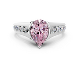 White gold Fancy Pink Pear  Solitaire Bezel-Set Diamond Ring with Channel-Set Band_19