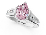 White gold Fancy Pink Pear  Solitaire Bezel-Set Diamond Ring with Channel-Set Band_20