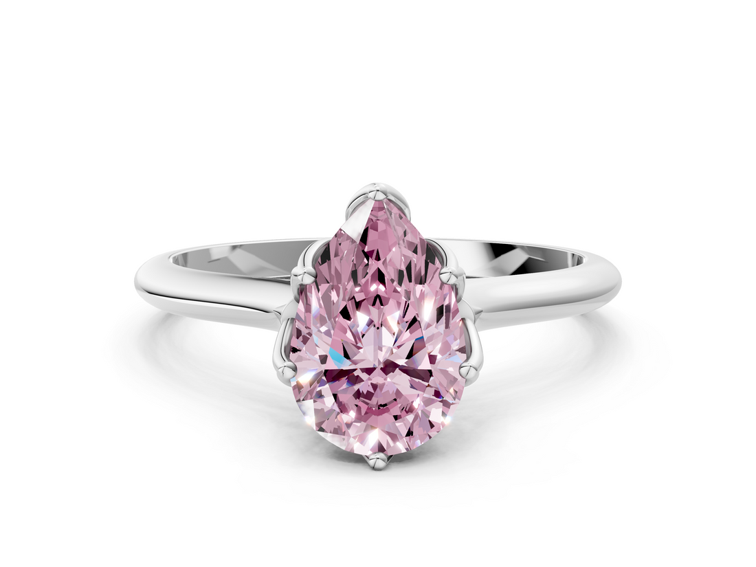 White gold Fancy Pink Pear  Solitaire Cathedral Diamond Ring with Six-Prong Setting_17