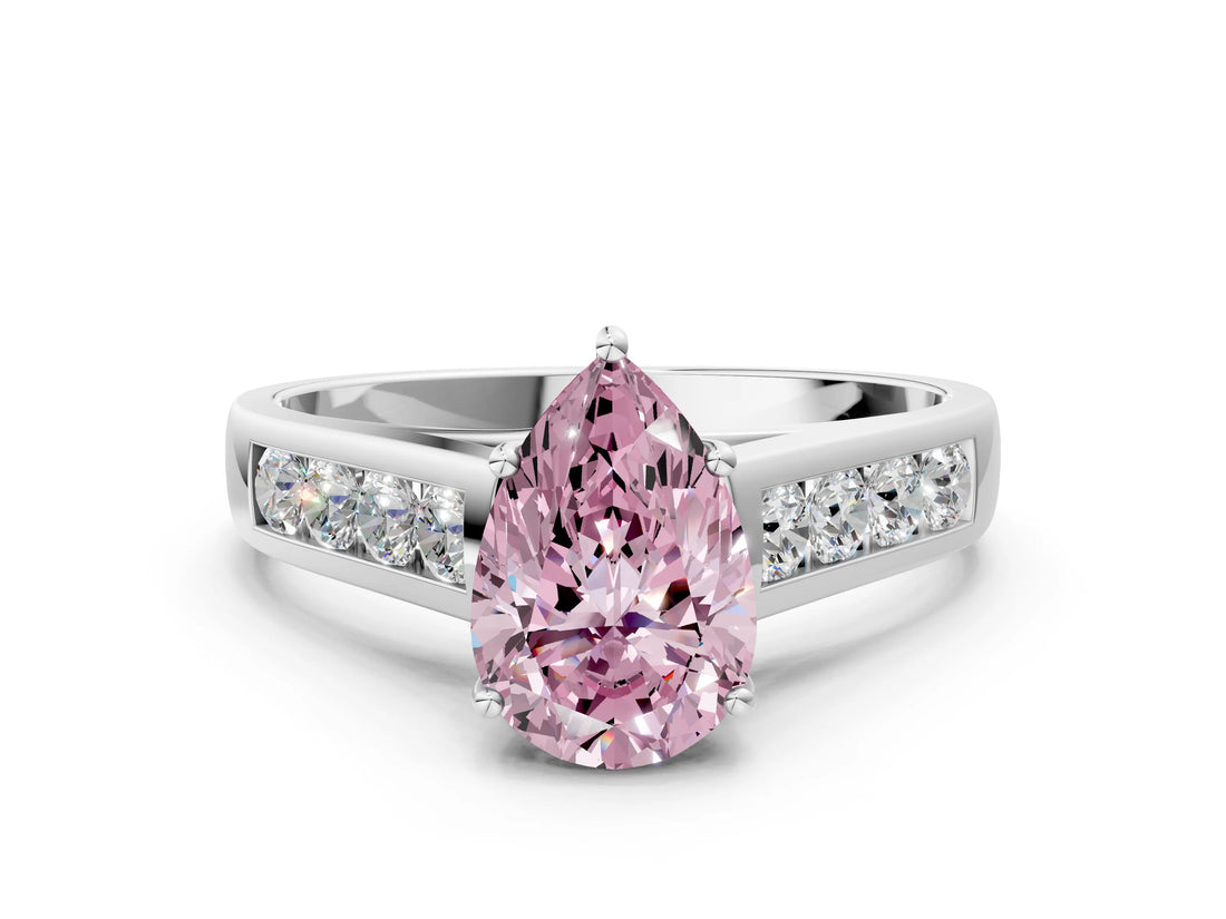 White gold Fancy Pink Pear  Solitaire Channel-Set Diamond Engagement Ring with Four-Prong Setting_32