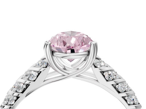 White gold Fancy Pink Pear  Solitaire Chevron Pave Diamond Engagement Ring with Six-Prong Setting_7