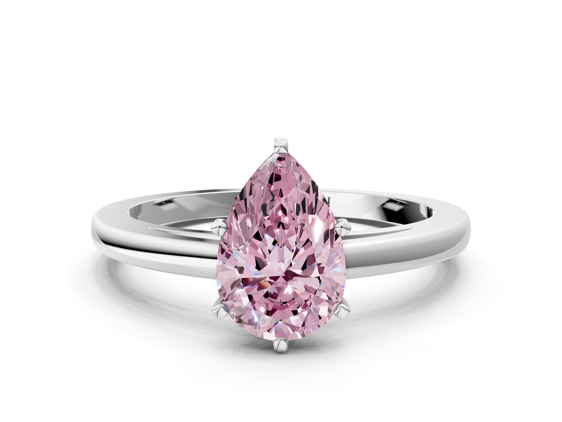 White gold Fancy Pink Pear  Solitaire Diamond Engagement Ring with Four-Prong Setting on a Classic Band_3