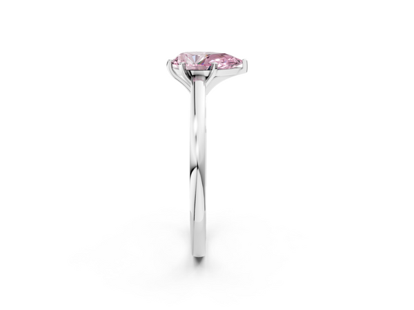 Platinum Fancy Pink Pear  Solitaire Diamond Engagement Ring with Four-Prong Setting on a Classic Band