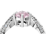 White gold Fancy Pink Pear  Solitaire Diamond Engagement Ring with Pave Band and Four-Prong Setting 5