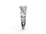 White gold Fancy Pink Pear  Solitaire Diamond Leaf Vine Band with Prong Setting_60