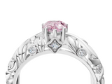 White gold Fancy Pink Pear  Solitaire Diamond Leaf Vine Band with Prong Setting_63