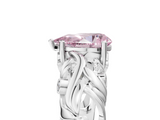 White gold Fancy Pink Pear  Solitaire Diamond Leaf Vine Band with Prong Setting_64