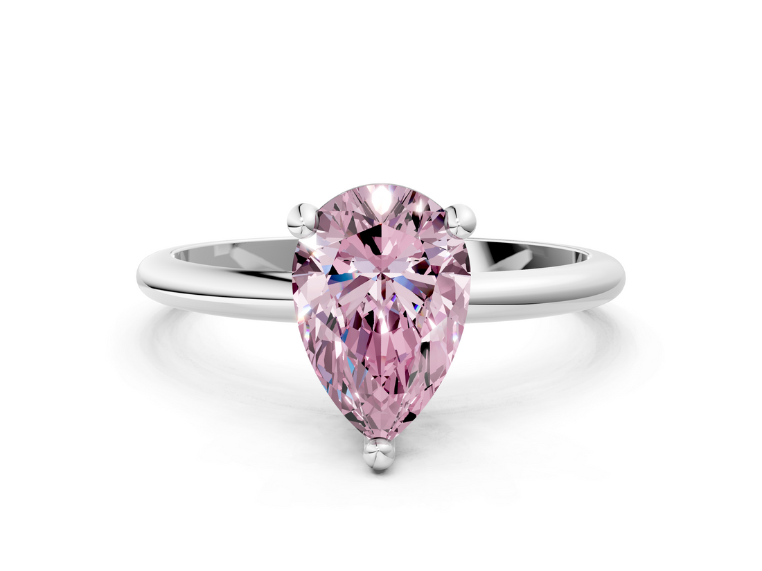 White gold Fancy Pink Pear  Solitaire Diamond Ring with 4-Prong Setting on a Classic Band_3