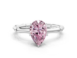 White gold Fancy Pink Pear  Solitaire Diamond Ring with Bamboo Band and Four-Prong Setting_85