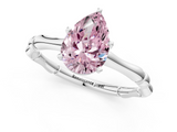 White gold Fancy Pink Pear  Solitaire Diamond Ring with Bamboo Band and Four-Prong Setting_91