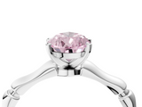 White gold Fancy Pink Pear  Solitaire Diamond Ring with Bamboo Band and Four-Prong Setting_94