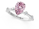White gold Fancy Pink Pear  Solitaire Diamond Ring with Bezel Set Side Stones and Prong Setting_4