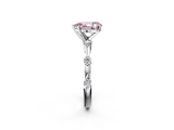 White gold Fancy Pink Pear  Solitaire Diamond Ring with Bezel Set Side Stones and Prong Setting_5