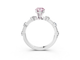 White gold Fancy Pink Pear  Solitaire Diamond Ring with Bezel Set Side Stones and Prong Setting_6