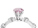 White gold Fancy Pink Pear  Solitaire Diamond Ring with Bezel Set Side Stones and Prong Setting_7