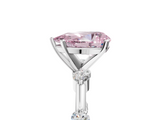 White gold Fancy Pink Pear  Solitaire Diamond Ring with Bezel Set Side Stones and Prong Setting_8