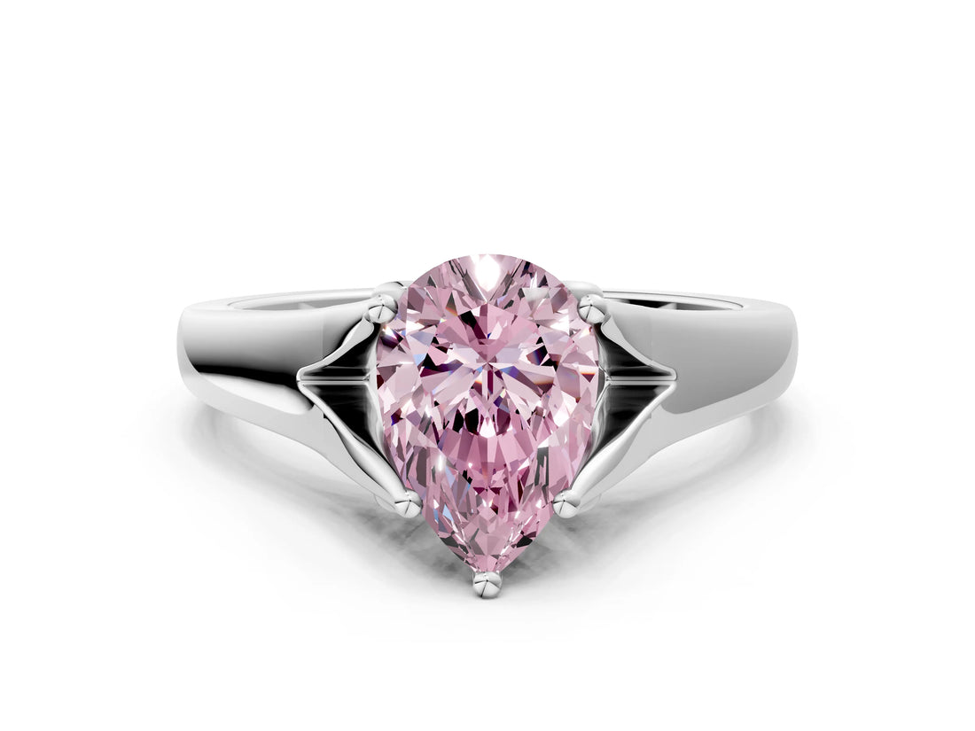 White gold Fancy Pink Pear  Solitaire Diamond Ring with Cathedral Band and Four-Prong Setting_66