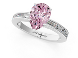 White gold Fancy Pink Pear  Solitaire Diamond Ring with Channel-Set Baguette Band and Four-Prong Setting_119